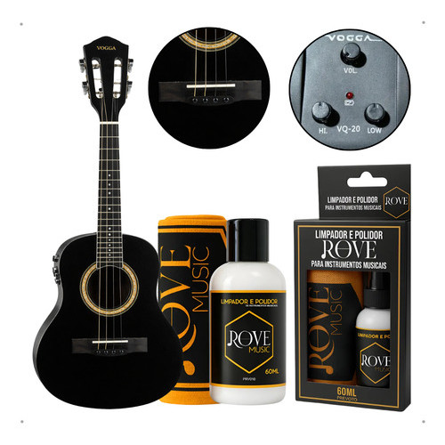 Cavaco Eletrico Vogga Vcc610eq Bk Preto + Polidor Rove Preto