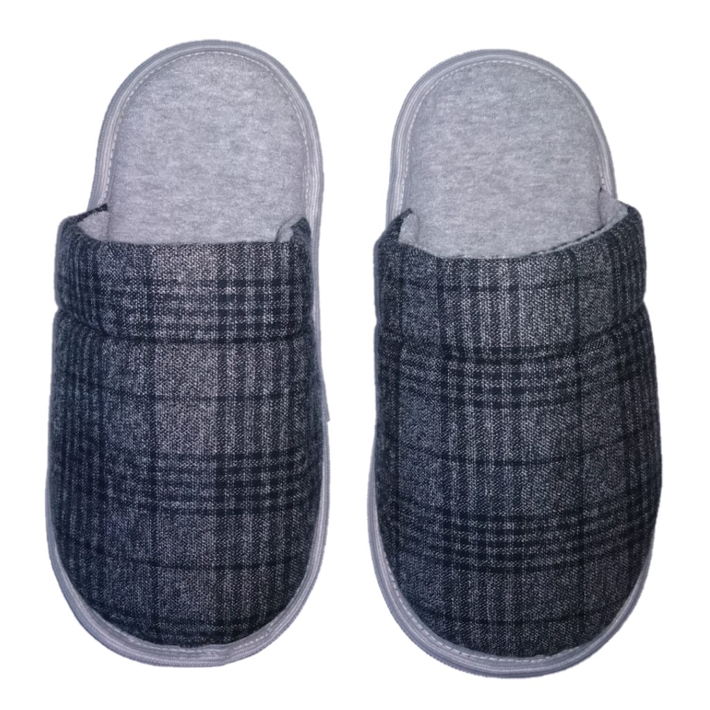 Chinelo Pantufa Xadrez Flanela Mescla Grafite Cotton Day