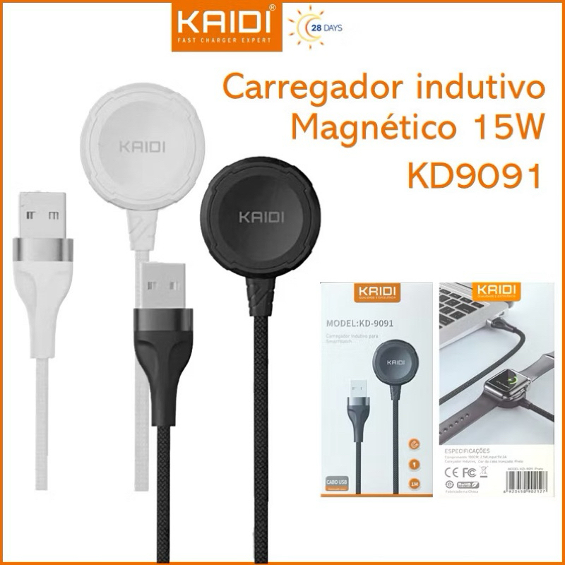 Carregador Indutivo Magnético sem fio para Smart Watch KAIDI KD-9091