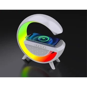 Caixa De Som Despertador Com Visor Carregador Por Indução Sem Fio 4 Em 1 Alto-Falante Bluetooth G Lâmpadas Inteligentes RGB