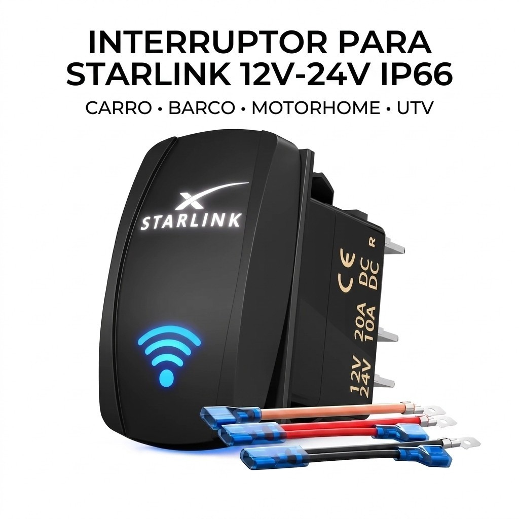Interruptor liga desliga Para Starlink 12v-24v Ip66 Carro Barco Motorhome UTV Casa