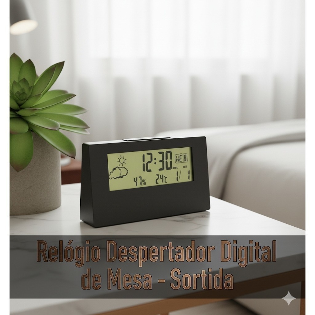 Relógio Despertador Digital Mesa Compacto Moderno Alarmes Display LED Casa Achadinhos