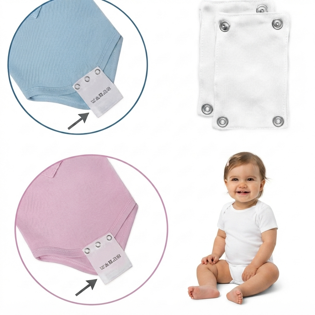 Kit 2 Alongadores retangulares de Body Bebê Infantil Extensor para Body com Botão de Pressão