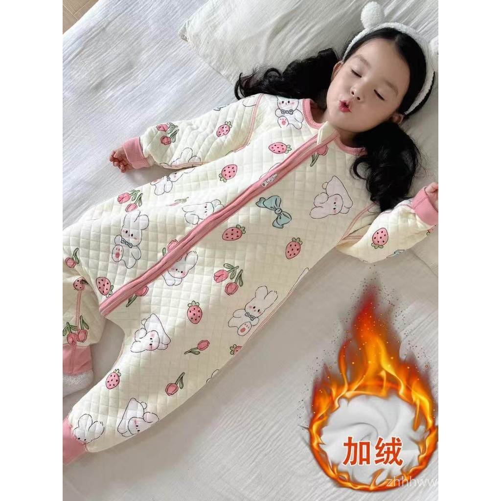 Saco de dormir para bebês para outono e inverno, acolchoado em algodão puro, pijama de peça única para crianças mais vel