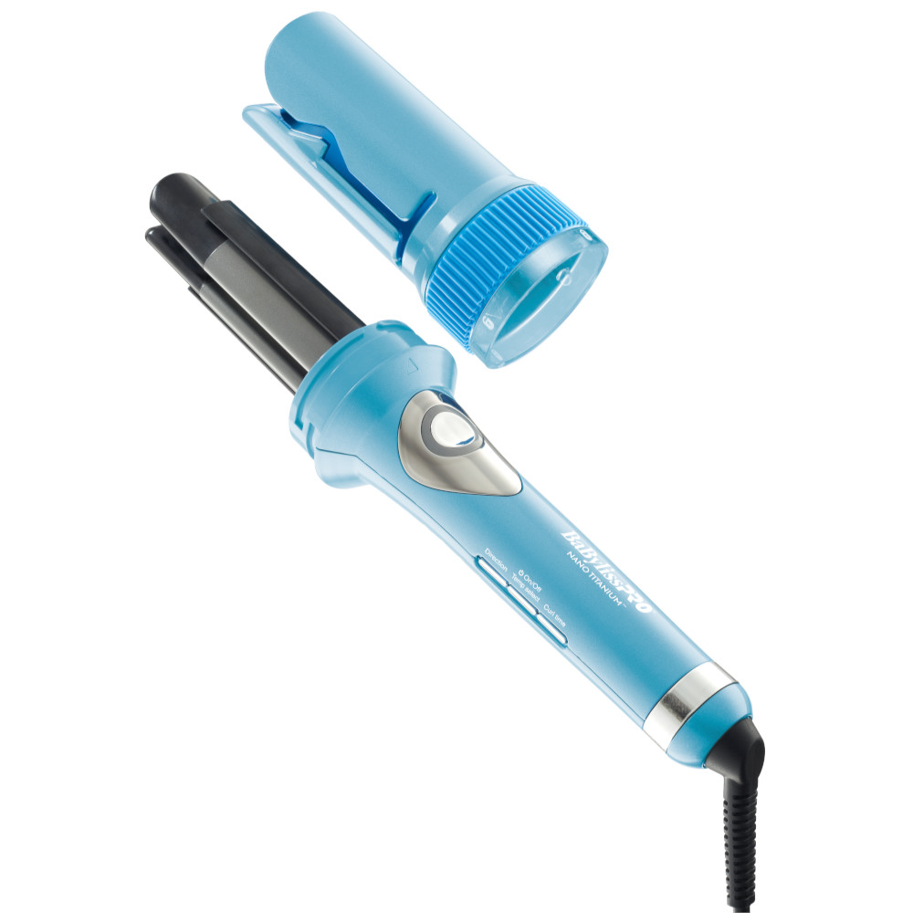 Modelador De Cachos MiraCurl 32mm Automático Nano Titanium Cachos Perfeitos Brilho BabylissPRO Azul Bivolt