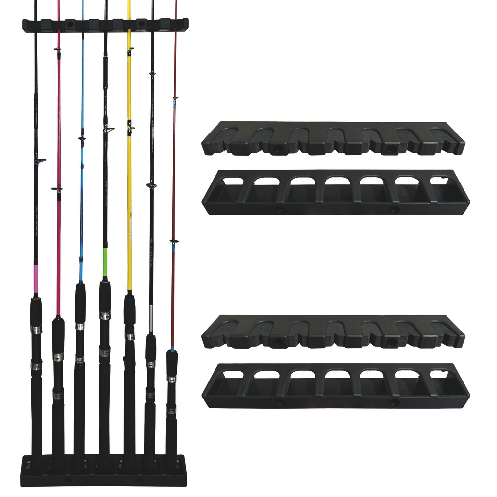 Kit com 2 Suportes Organizadores Varas Pesca 7 Lugares Parede Rack Expositor