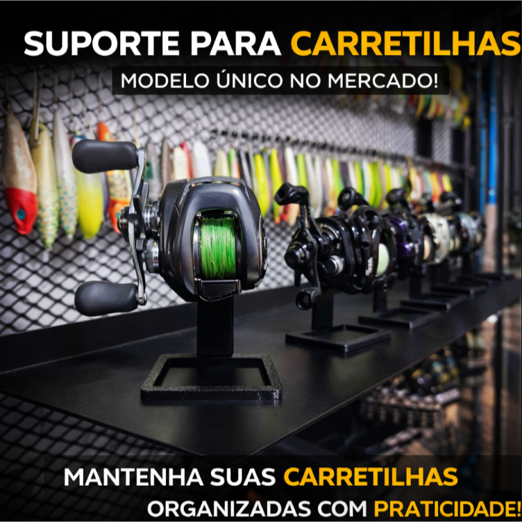 Suporte Carretilha Molinete Organiza Protege e Valoriza Seu Equipamento Sem Furar Parede