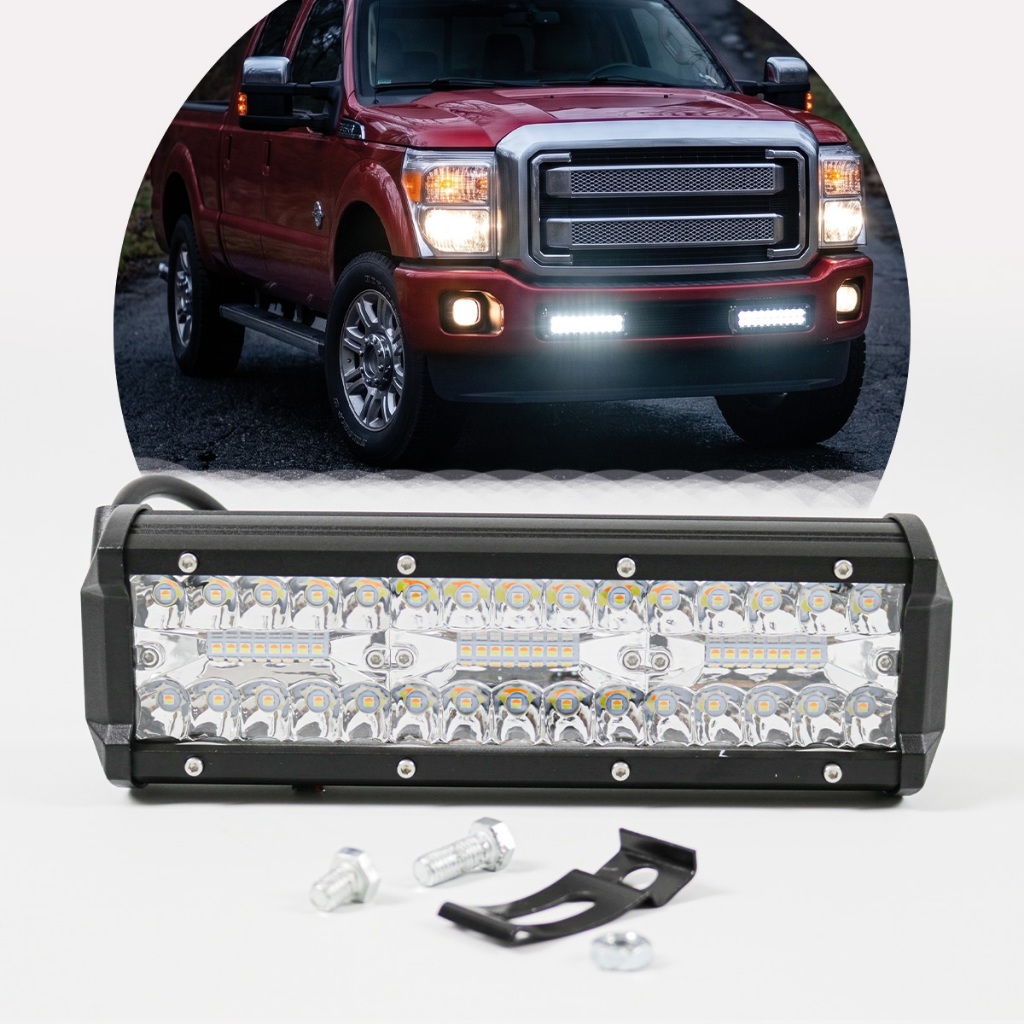 Farol Led Barra 180w 24cm Trator Carro Moto 6000k C/ Strobo