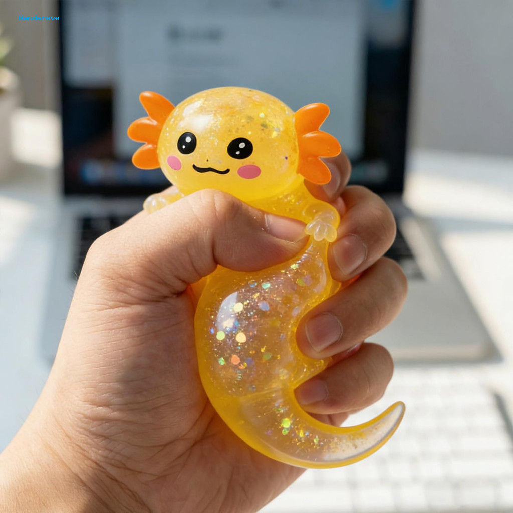 Salamander Stress Ball Compact Reliever 3pcs Glitter Poop Relief Squeeze Toy Fidget Decompression Fun Party Favors for K