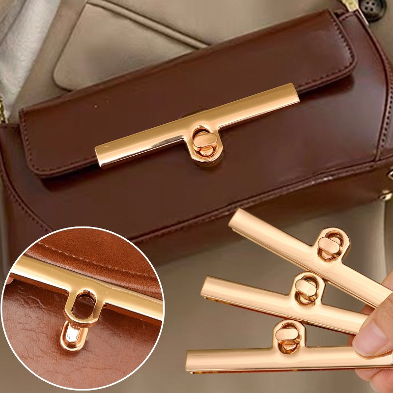 4-1Set Bag Metal Fecho Turn Locks-Long Strip Leather Lock Catch-DIY Vintage Twist Buckles-Acessórios Para Bolsas-Fixador