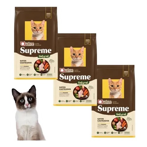 Ração Quatree Supreme para Gatos Castrados com Controle de Peso - 2 Pacotes de 1kg