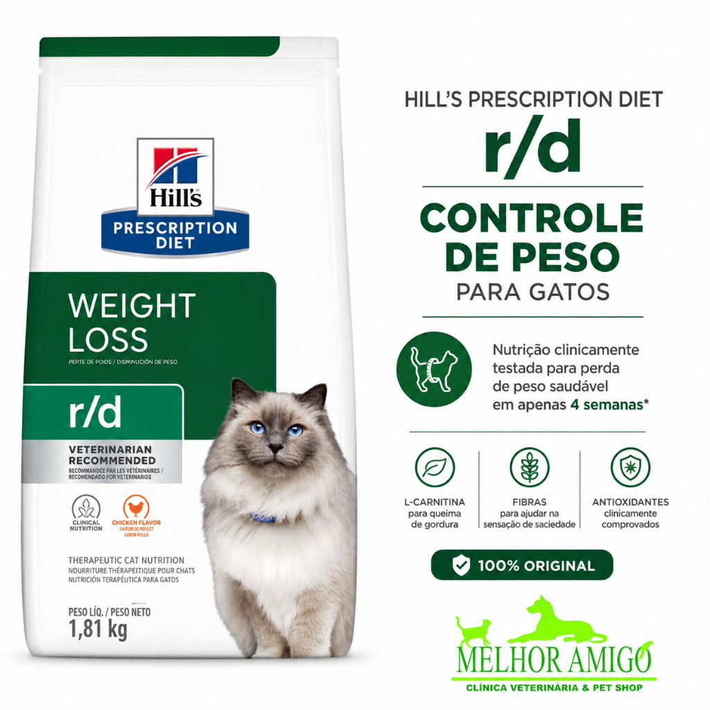 Ração Hill's Prescription Diet r/d Gatos Obesidade Controle de Peso 1,81kg