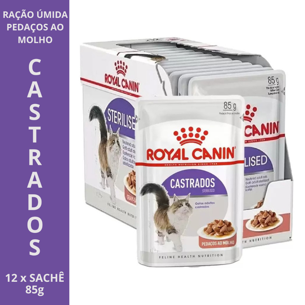 🐱 Ração Úmida Royal Canin KIT 12 Sachês p/ Gatos Castrados 85g - Sterilised - Controle de Peso ⭐