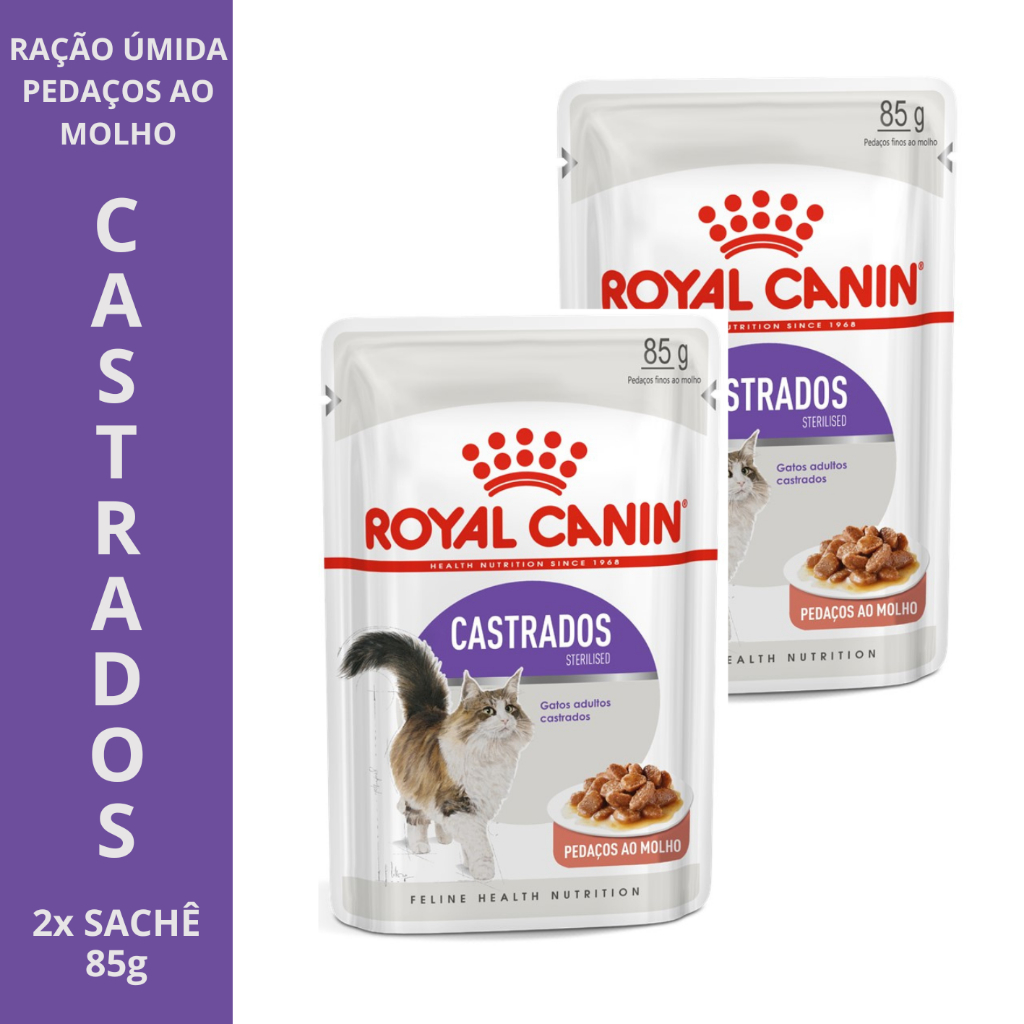 🐱 Ração Úmida Royal Canin KIT 2X Sachê Gatos Castrados 85g - Controle de Peso e Saúde Urinária ⭐