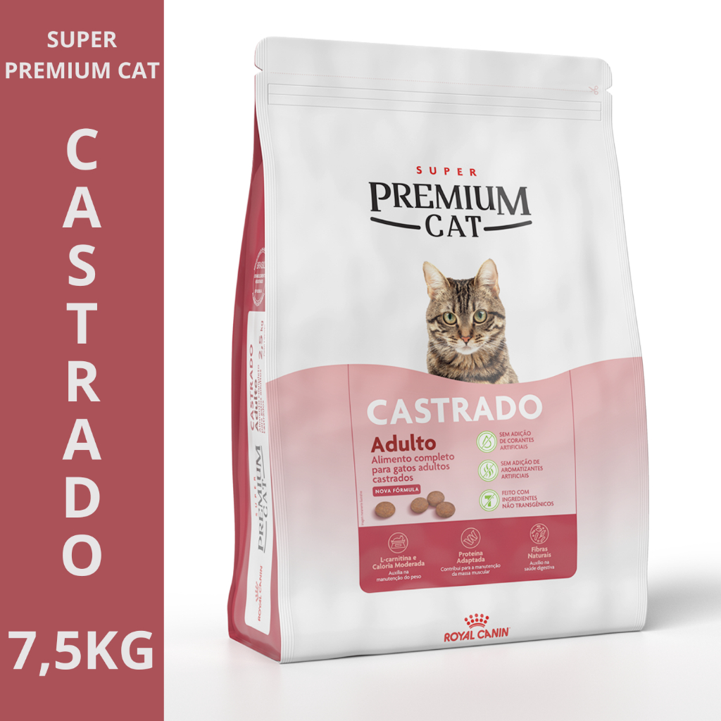 Ração Royal Canin Super Premium Cat Castrado 7,5kg Controle Peso Gatos Adultos