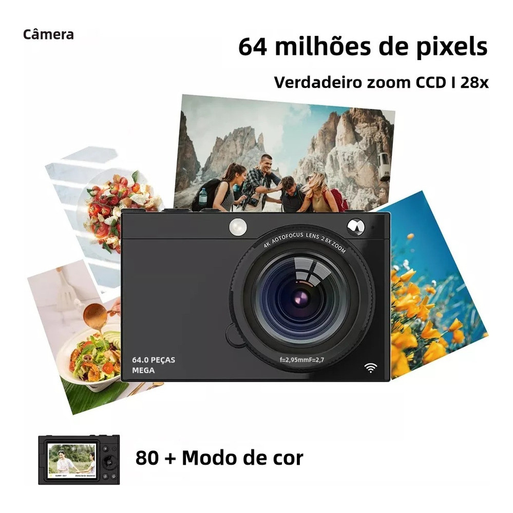 D7 4K Wifi Câmera Digital 2.83 Polegada IPS Display HD 28x Zoom Óptico De Gravação De Vídeo Portátil , Visão Noturna