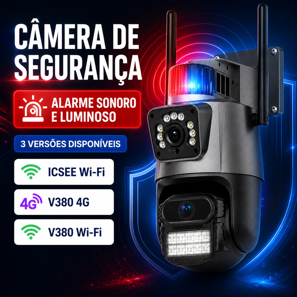Outdoor Security Camera Dual Lens 4k 6mp Police Siren, with police siren