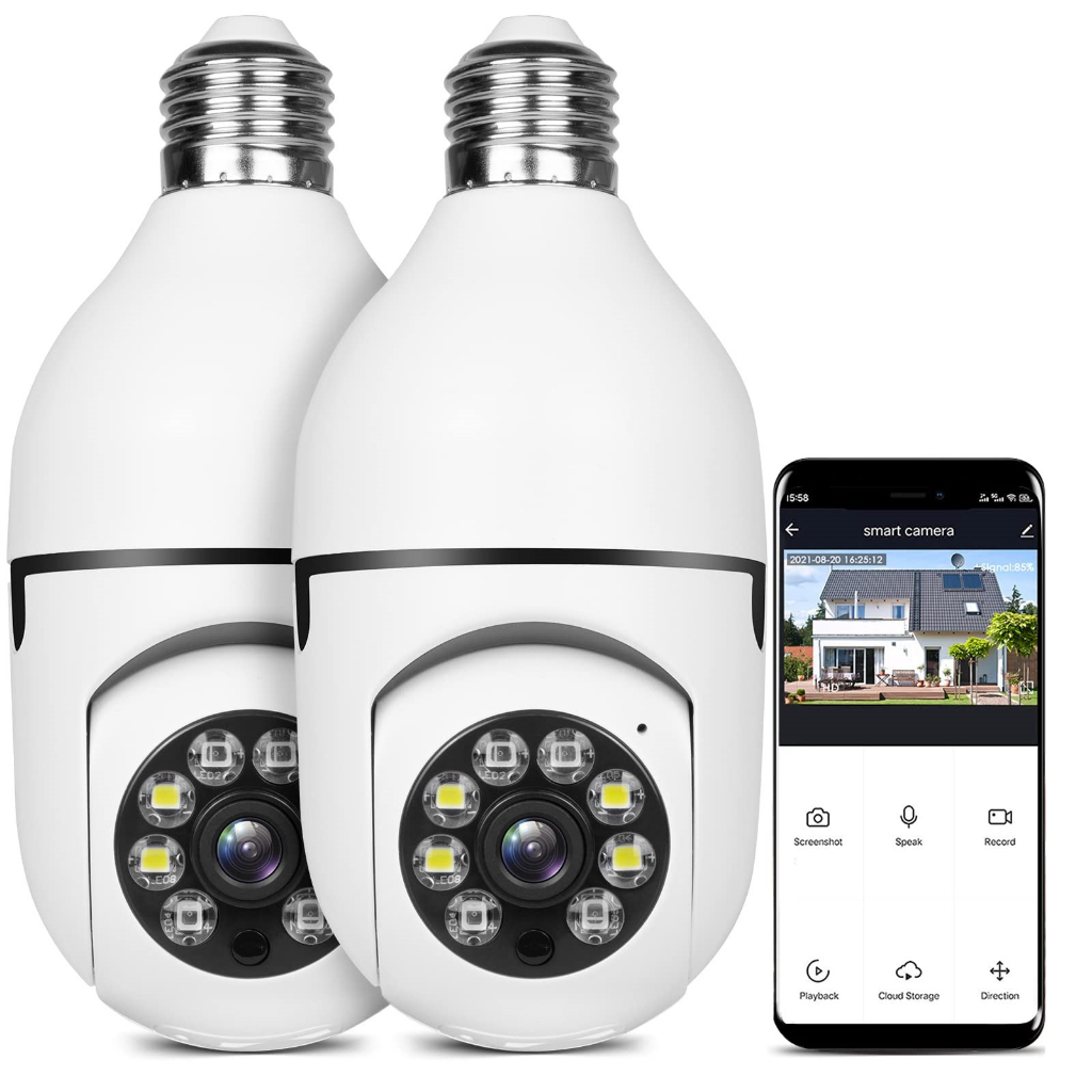 KIT2 Waterproof Infrared Security Camera with 360° Wireless Outdoor LED Light, 2.4G Wi-Fi