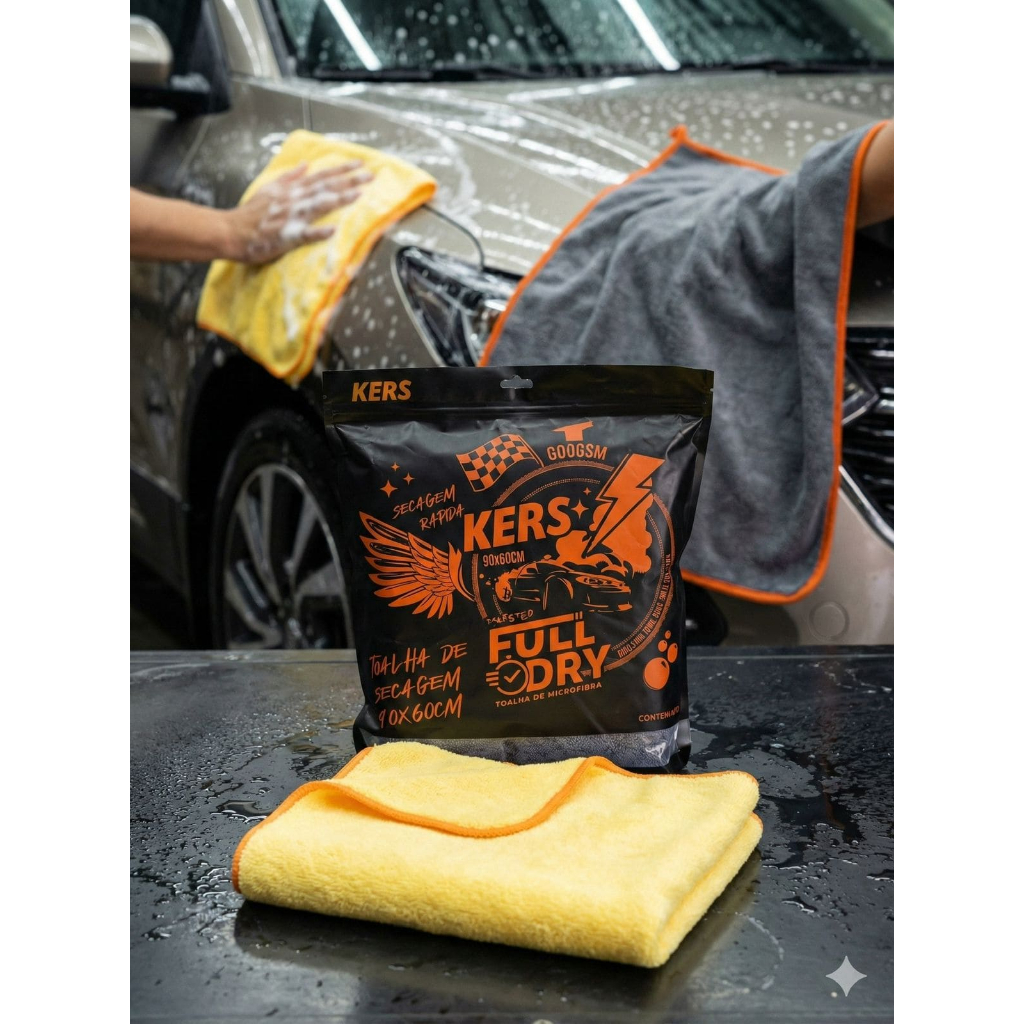 kit toalhas flanelas automotivas secagem e lavagem autoamerica e kers 40x60 microfibra polimento