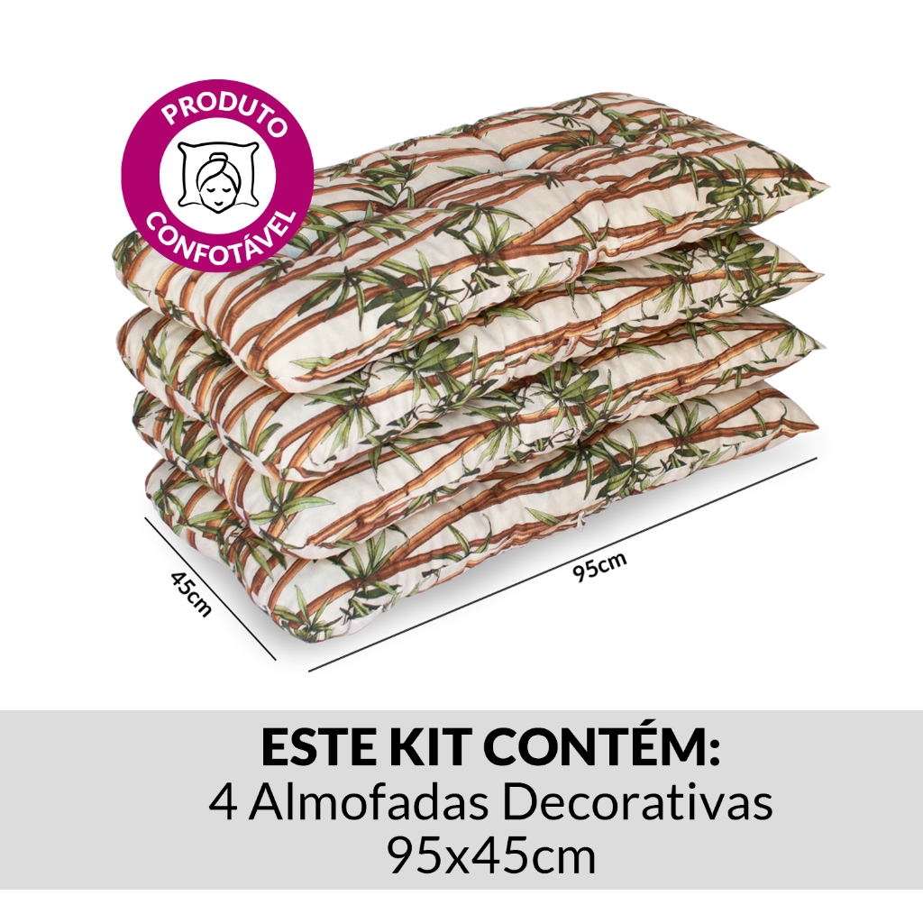 Decore Sua Casa Pacote 4 Almofadas Tamanho Grande 95x45 Direto da Fabrica Decorativas
