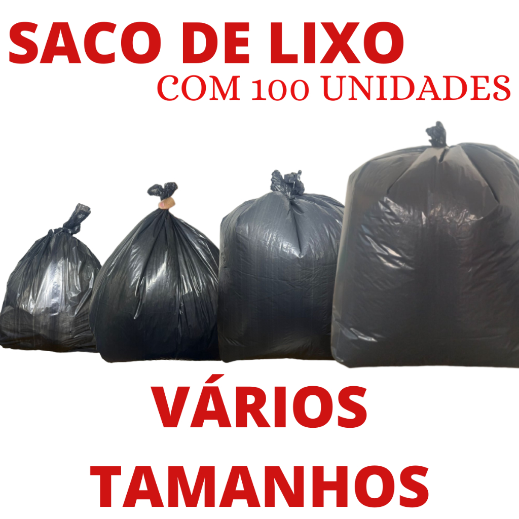 Saco de Lixo Reforçado Pacote com 100 unidades Vários Tamanhos Direto da Fábrica