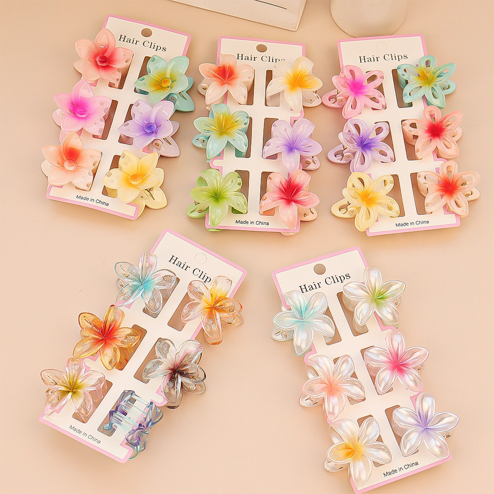 6 pçs pacote Cross-Border fornecimento direto cor tamanho pequeno Frangipani grampo de cabelo flor clipe lateral meio cl