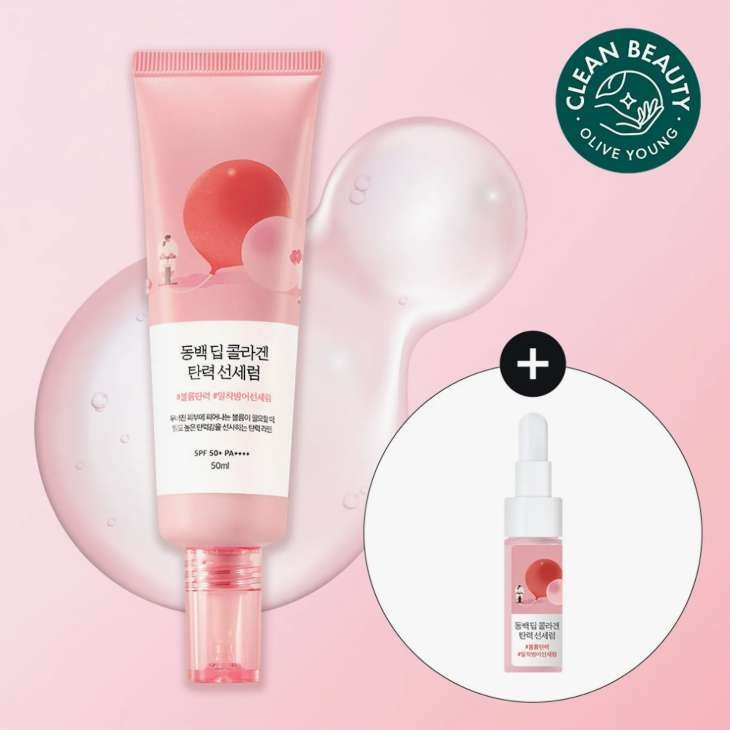 Conjunto De Soro Solar Reafirmante De Colágeno Profundo ROUND LAB Camellia 50ml (+ 7ml)