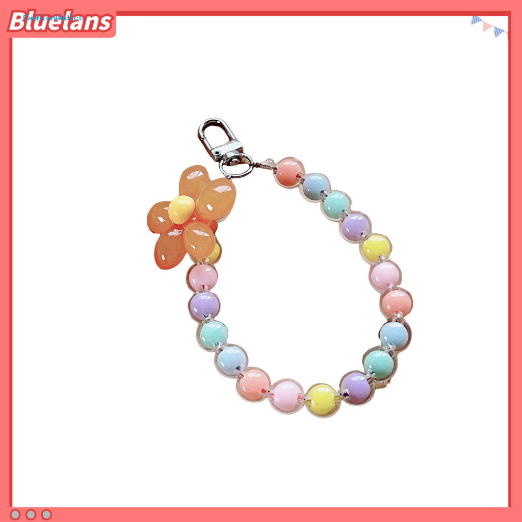 Phone Wrist Rope Keychain Candy Color Holder Women’s Lanyard Flower Beads Hand Strap Anti-lost Cell Cute for Mobile