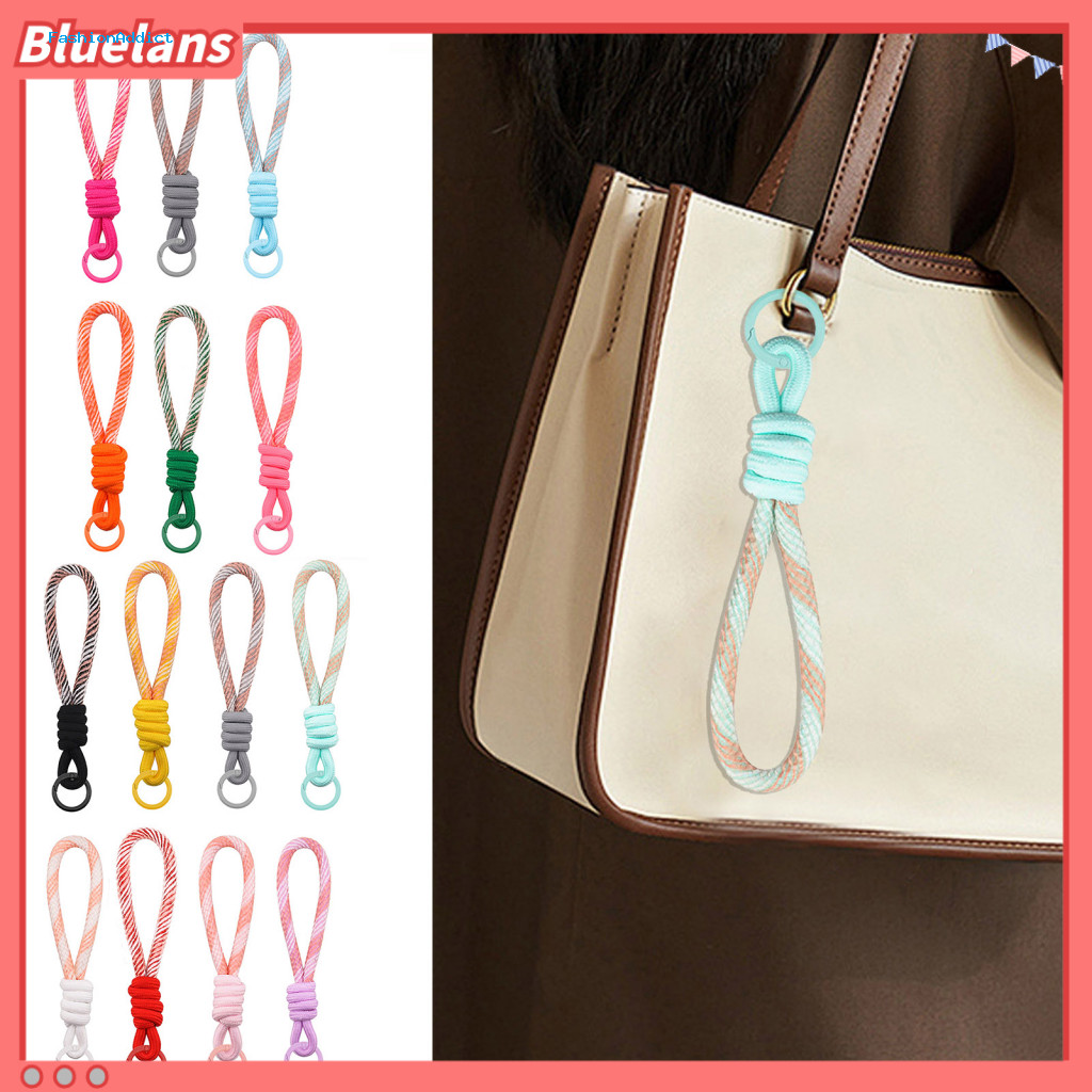 Metal Hanging Loop Keychain 2 Pcs Two-color Braided Rope Lanyard Wrist Strap with Ring for Keys Phone Bag Decor Diy Acce