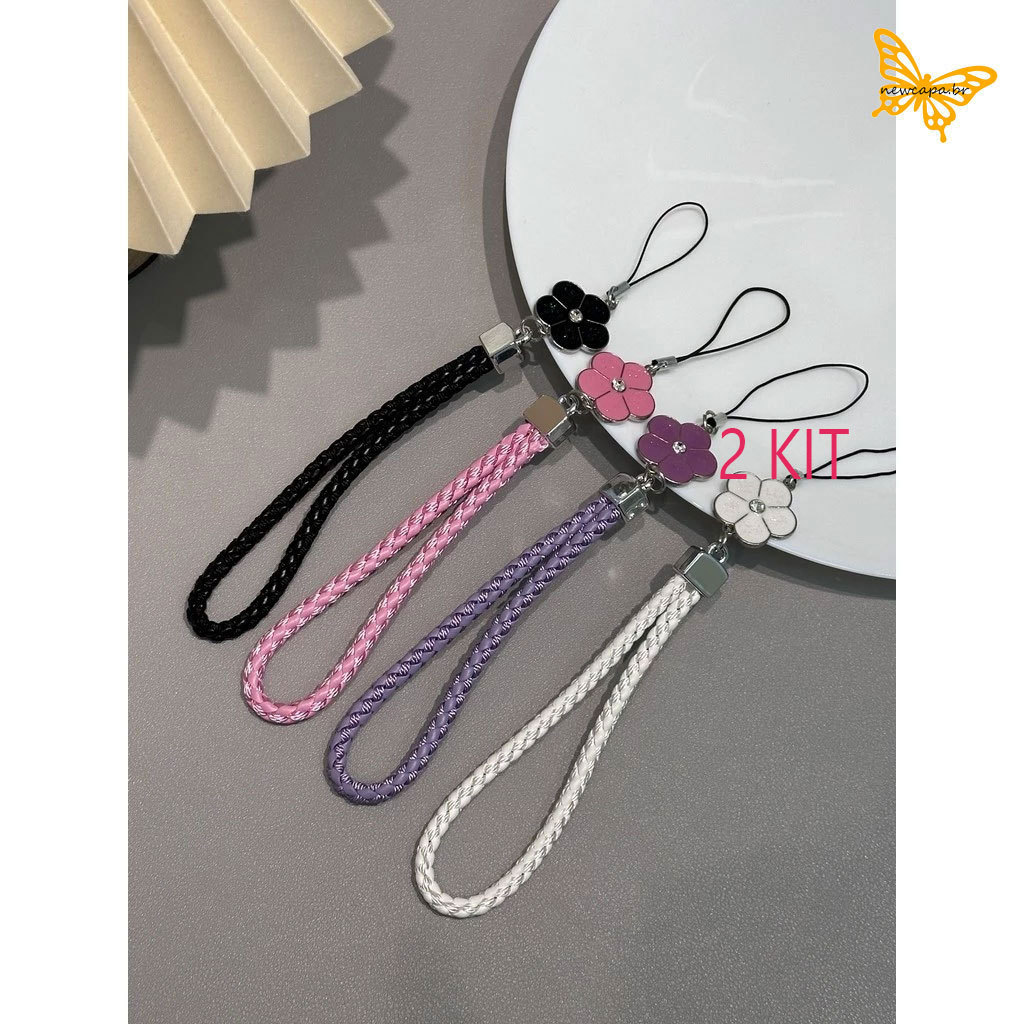 Kit 2 Floral-DIY Feito À Mão Chaveiro-Estilo Anti-Queda Wrist-rope Lanyard Flores Da Moda Coloridas Correias GS005