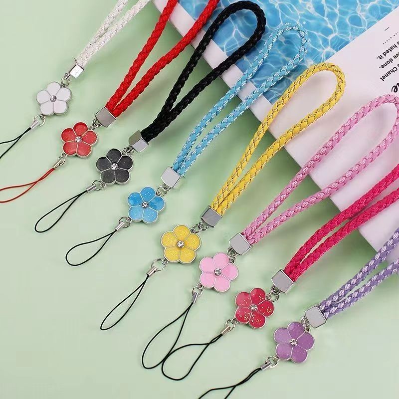 Flores Da Moda Coloridas Correias Para Telefones Celulares Lanyard Weave Leather Stretch Wrist-rope iPhone Android Samsung Camera Key Chain