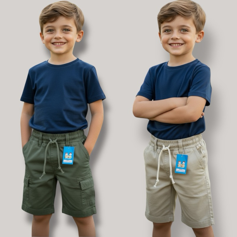 Bermuda De Sarja Infantil e Juvenil do Tamanho 4 ao 16 Social Menino Festa Arrumado Básico Casual