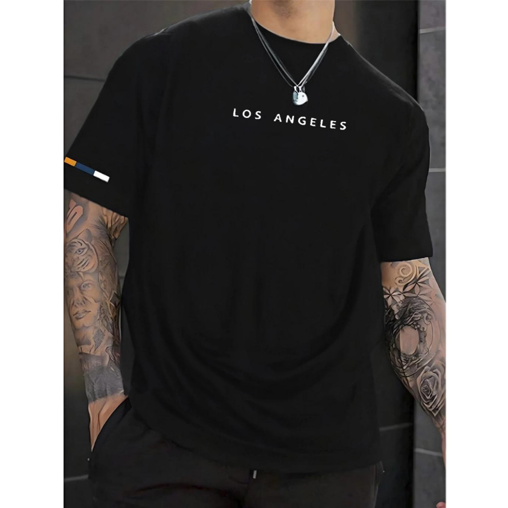 Camisa Camiseta Masculina Los Angeles Urban Street Camisa 100% Algodão Básica Casual