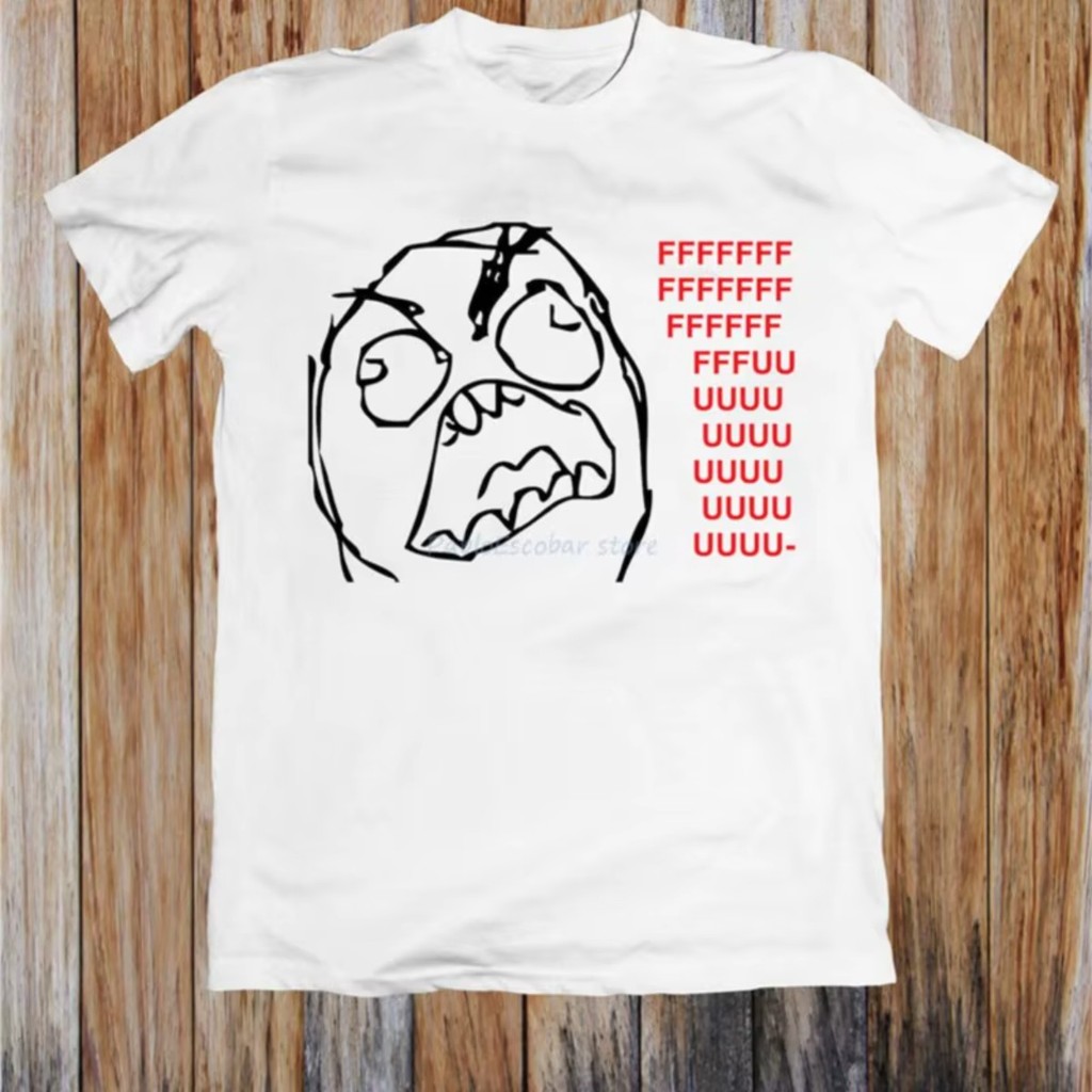 Camiseta Engraçada Meme Rage Face Indignado Camisa Estampada Unissex Moda Streetwear Trend Tendência