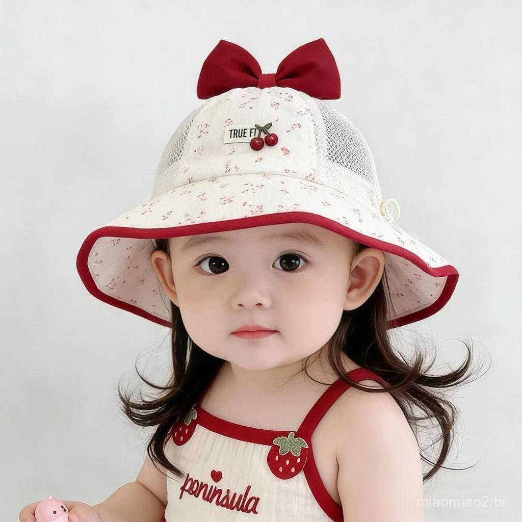 AXJ Children's Hat Spring Summer Girl Princess Style Big Brim Bucket Hat Sunshade Sunscreen Mesh Basin Sun Hat J6L6