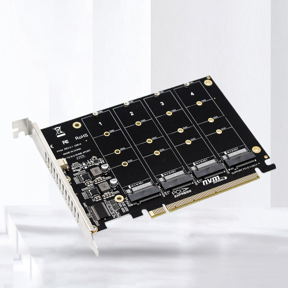 Placa De Expansão Do Leitor NVME SSD PCIE X16 4 Portas Dividida
