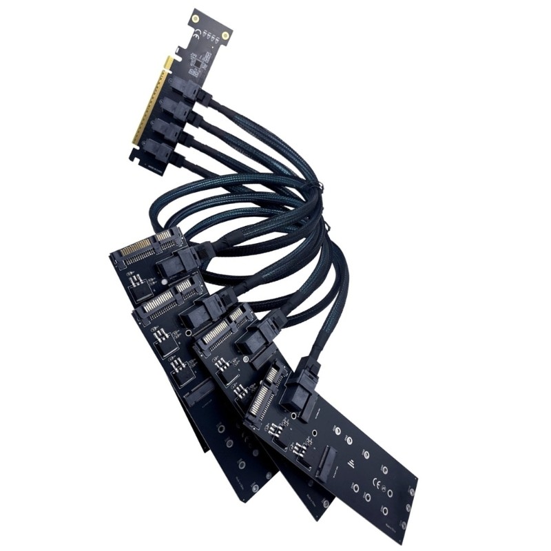 Kit Hardware Armazenamento Computador Estone Placa Host PCIe x16 Quatro Cabos Placas Dispositiv