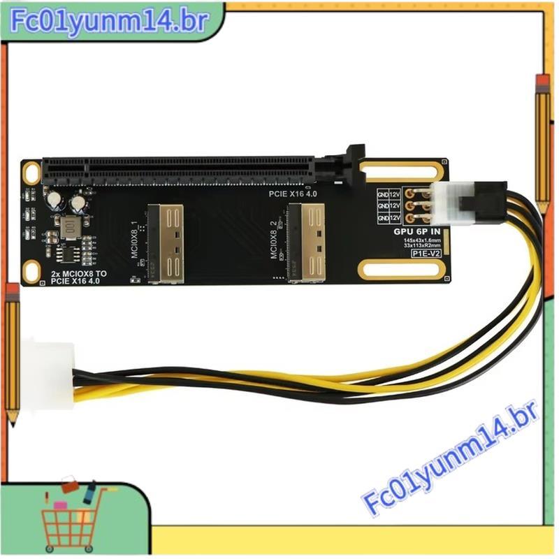 MCIO X8 Para PCIe X16 4.0 Placa De Expansão Adaptadora GPU AI Training VFX Render Estação De Trabalho