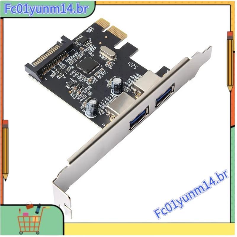 Adaptador USB3.0 De Placa De Expansão PCIE De 2 Portas USB-A Suporta X4x8 X16 PCIEX1 Para Conversão