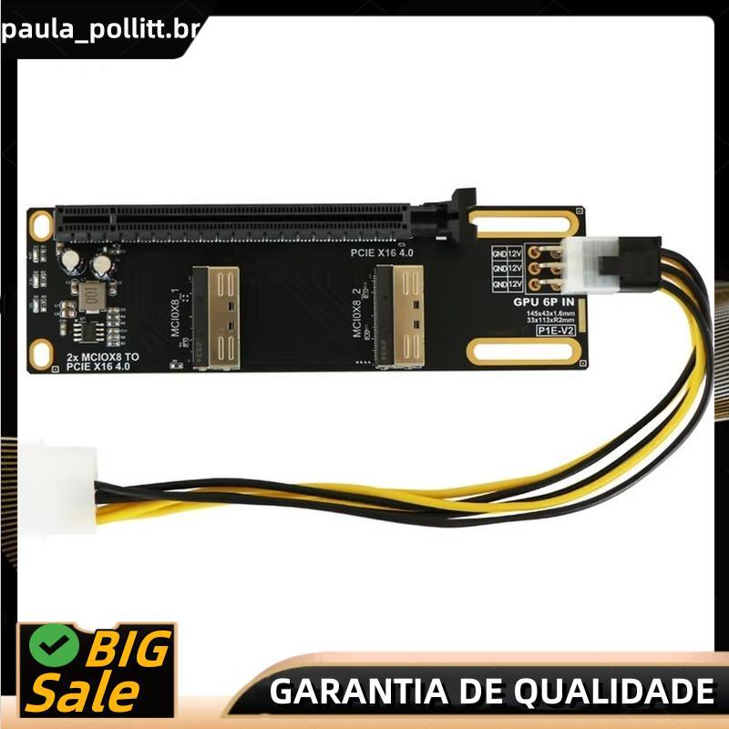 MCIO X8 Para PCIe X16 4.0 Placa De Expansão Adaptadora GPU AI Training VFX Render Estação De Trabalho