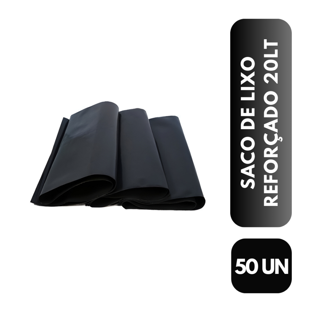 Saco de Lixo Preto 20 Litros Reforçado Extra Forte Uso Doméstico e Comercial Pacote com 50 Unidades