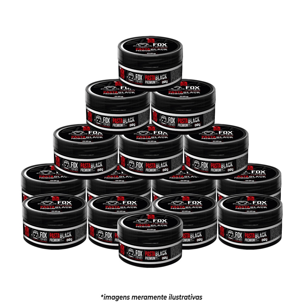 Kit 15 Pasta Black 80g Fox For Men Fixação Extra Forte Disfarça Grisalhos Atacado Profissional