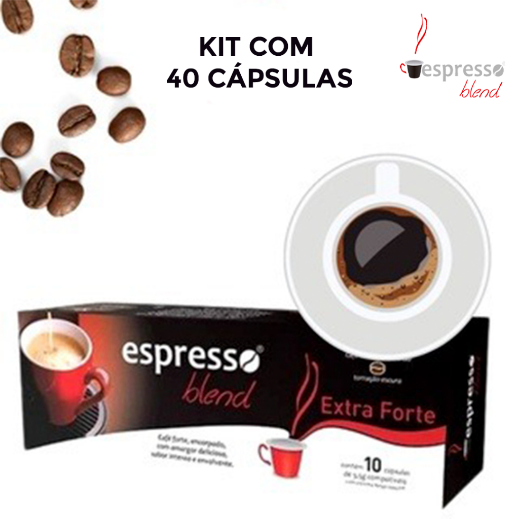 BLACK 40 Cápsulas de Café Espresso PARA MAQ. NESPRESSO sabor Extra Forte E. Blend