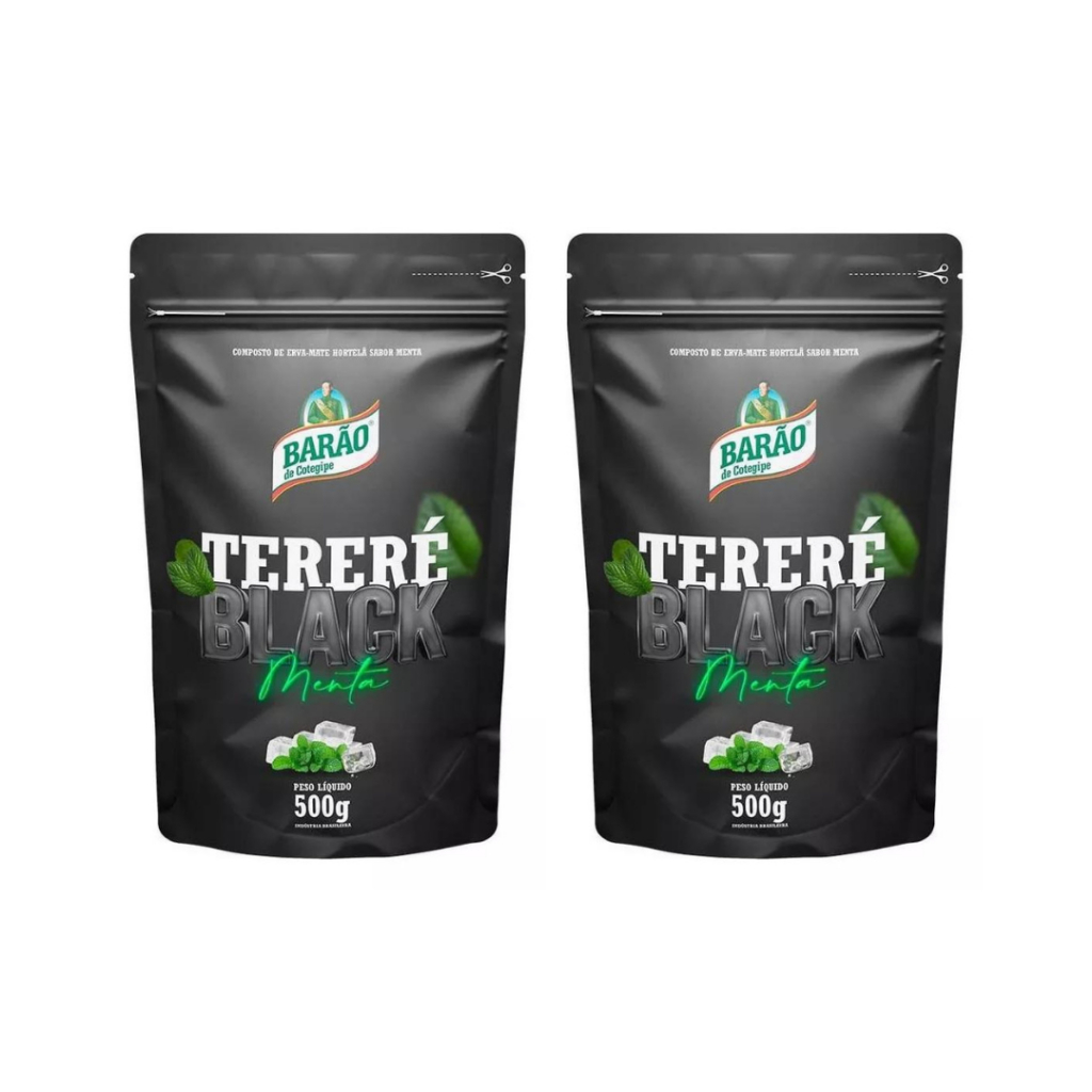Kit 2 Erva Tereré Black Menta Extra Forte Barão De Cotegipe 500g Refrescante Natural Gelado Bebida