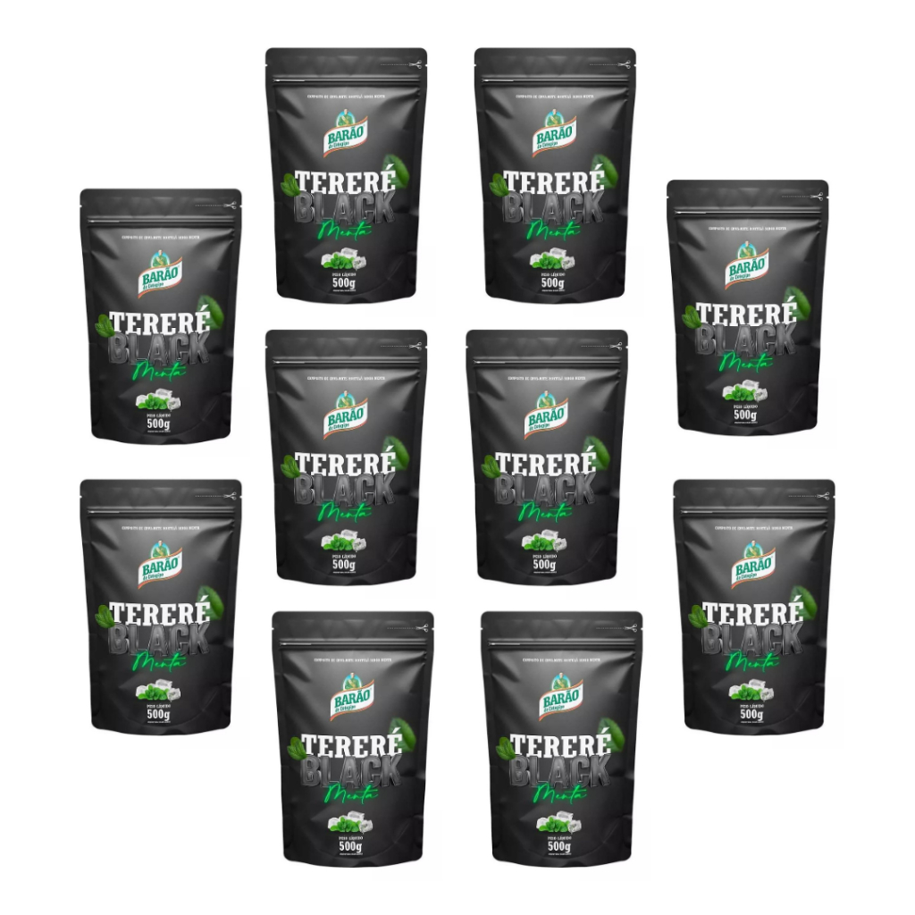 Kit 10 Erva Tereré Black Menta Extra Forte Barão De Cotegipe 500g Refrescante Natural Gelado Bebida