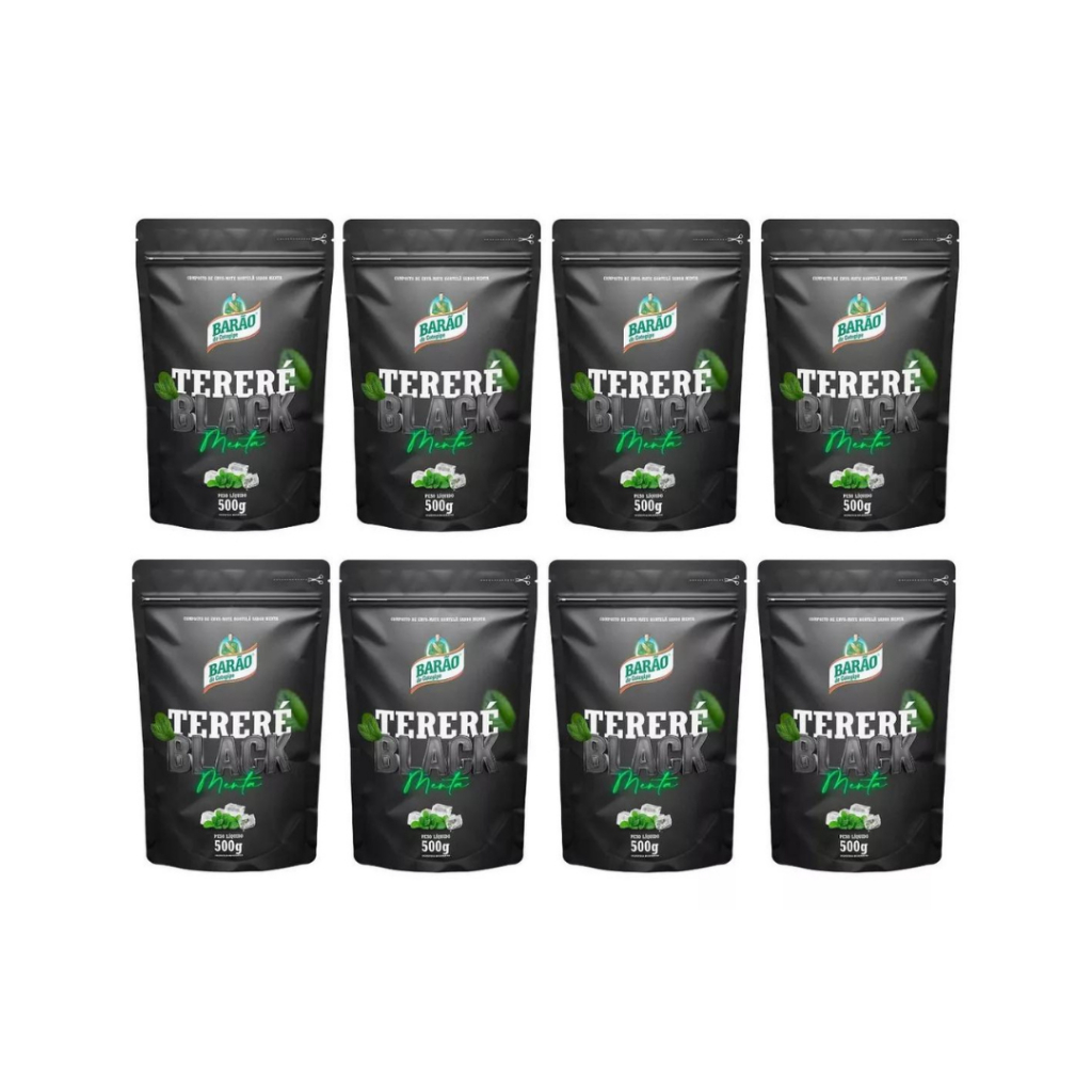 Kit 8 Erva Tereré Black Menta Extra Forte Barão De Cotegipe 500g Refrescante Sabor Menta Original Cuia