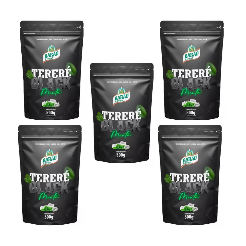 Kit 5 Erva Tereré Black Menta Extra Forte Barão De Cotegipe 500g Refrescante Ervas Naturais Chimarrão Cuia