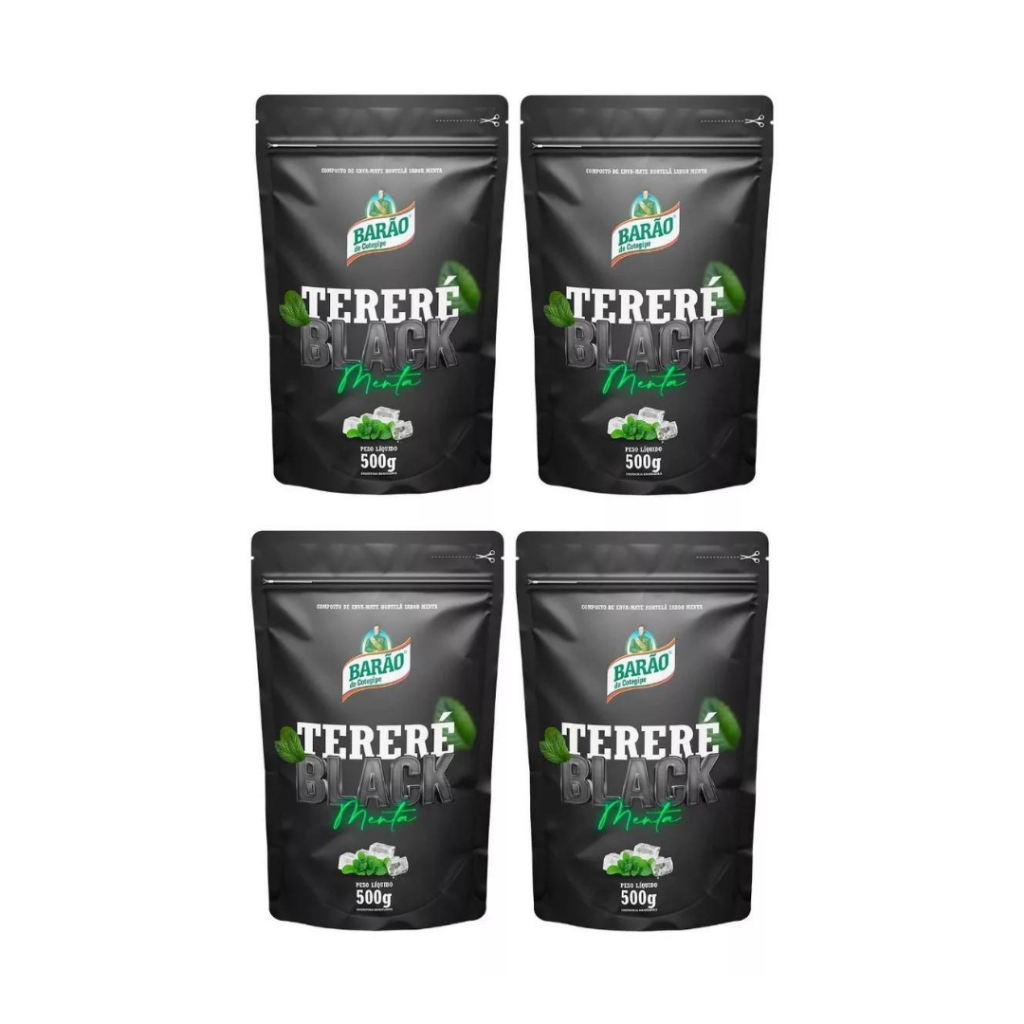 Kit 4 Erva Tereré Black Menta Extra Forte Barão De Cotegipe 500g Refrescante Natural Gelado Bebida