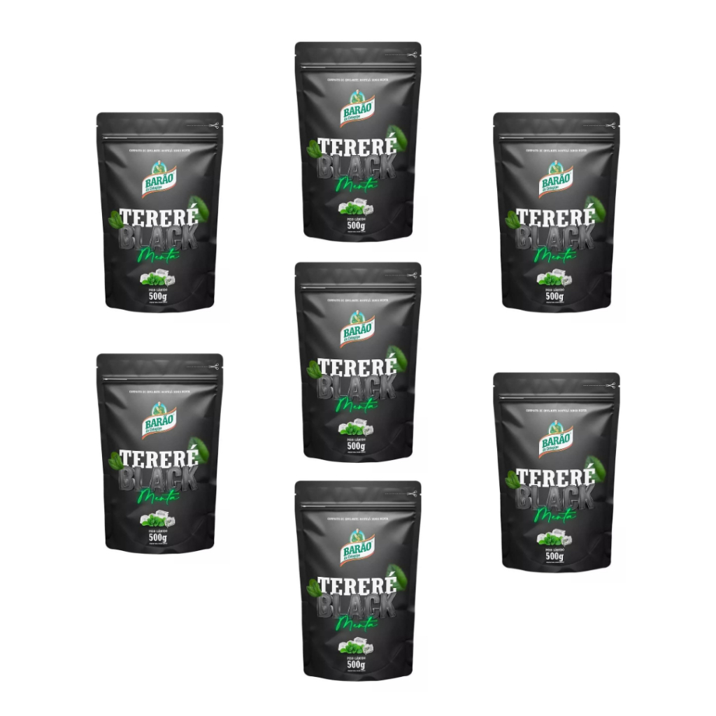 Kit 7 Erva Tereré Black Menta Extra Forte Barão De Cotegipe 500g