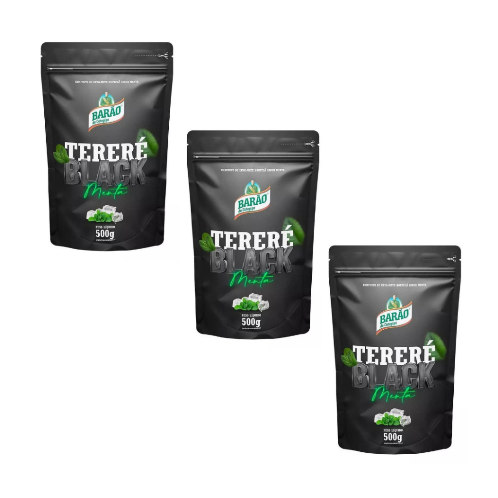 Kit 3 Erva Tereré Black Menta Extra Forte Barão De Cotegipe 500g Refrescante Natural Gelado Bebida